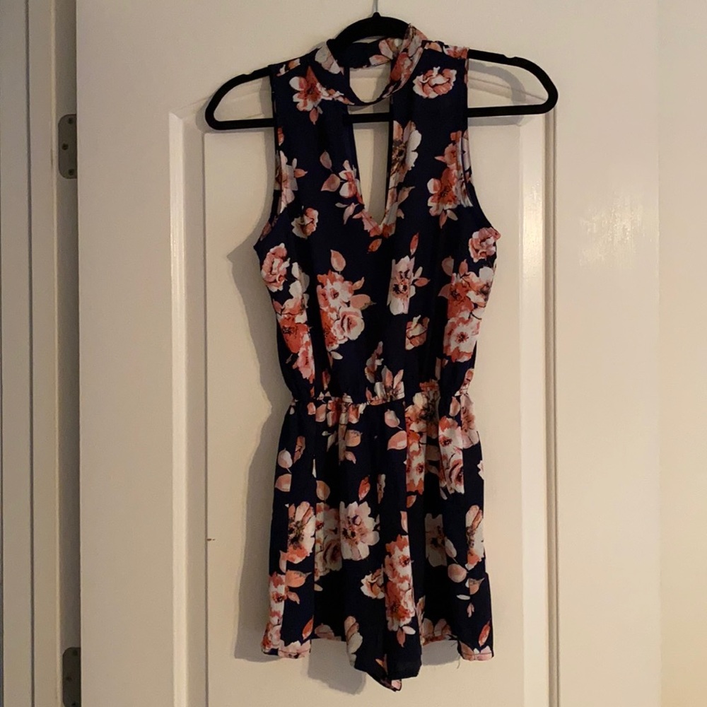 Navy foral romper